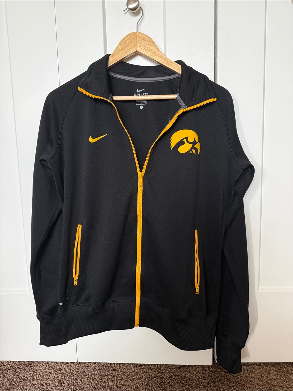 Nike Black and Gold Iowa Hawkeyes Lightweight Zip Jacket